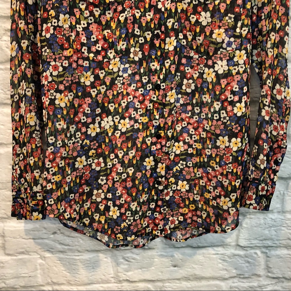 The Kooples XXS Floral Metallic Button Up Blouse - Picture 4 of 13